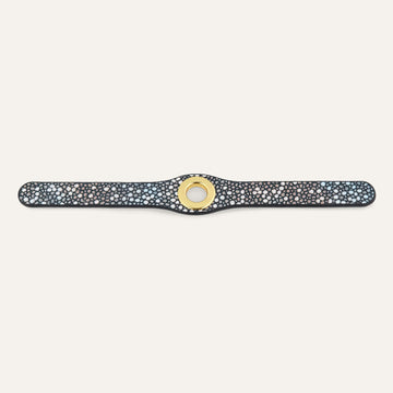 Multi Colour Shagreen Sarah Haran Deco Popper with Gold hardware front