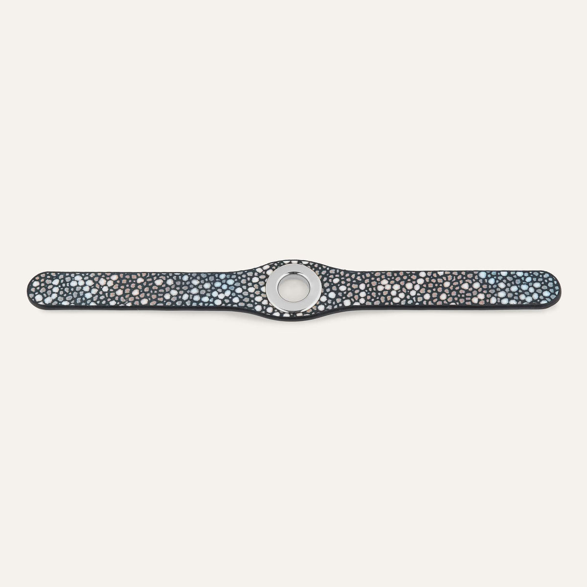 Multi Colour Shagreen Sarah Haran Deco Popper with Silver hardware front
