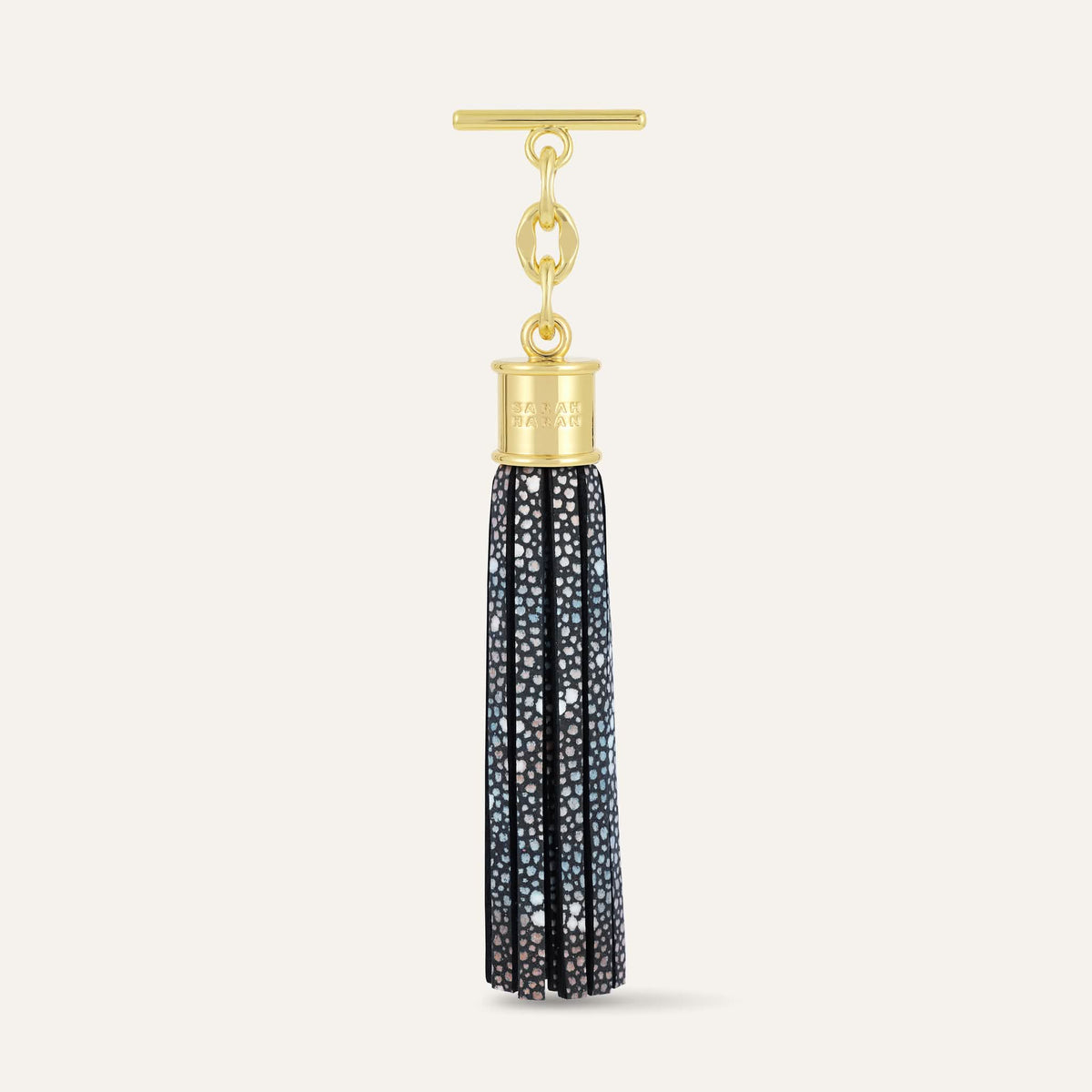 Multi Colour Shagreen Sarah Haran Capsule Tassel with Gold hardware front