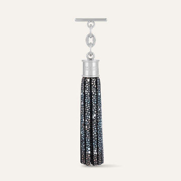 Multi Colour Shagreen Sarah Haran Capsule Tassel with Silver hardware front