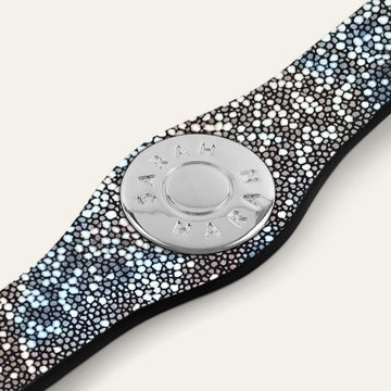 Multi Colour Shagreen Sarah Haran Deco Logo with Silver hardware detail