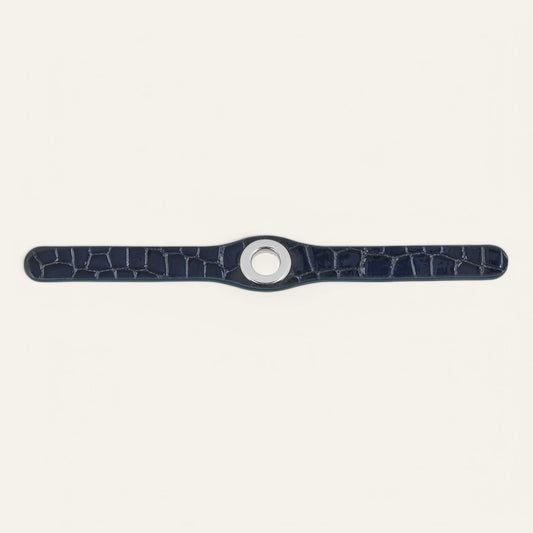 Deco Classic | Navy Patent Croc with Silver hardware