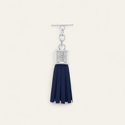 Capsule Tassel Mini | Navy with Silver hardware