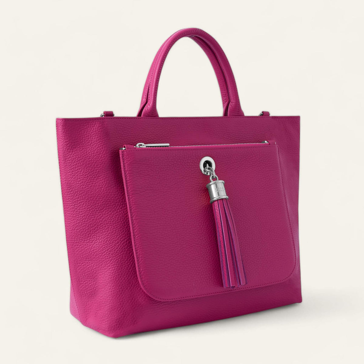 Orchid Sarah Haran Dahlia Tote with Silver hardware side open