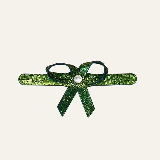 Petite Bow Mini | Wicked Croc with Silver hardware