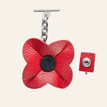 Pillarbox Red Black Sarah Haran SHape Flower Tassel with Silver hardware