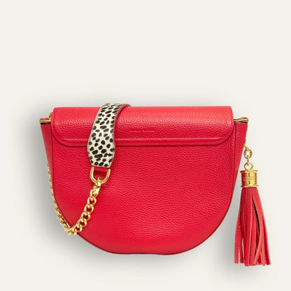 Preloved Luna Satchel + Gemini | Pillarbox Red Dalmatian with Gold hardware
