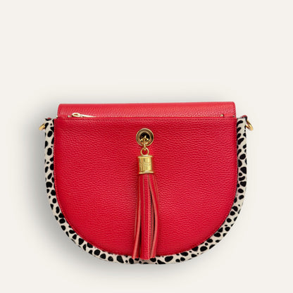 Preloved Luna Satchel + Gemini | Pillarbox Red Dalmatian with Gold hardware
