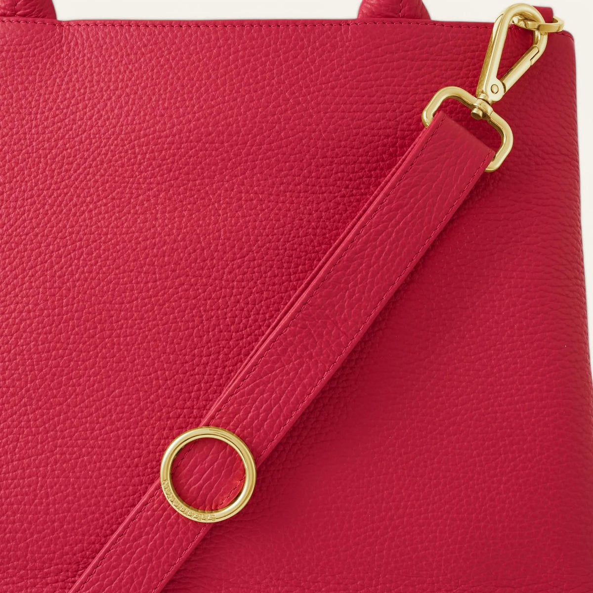 Pillarbox Red Sarah Haran Dahlia Tote with Gold hardware detail