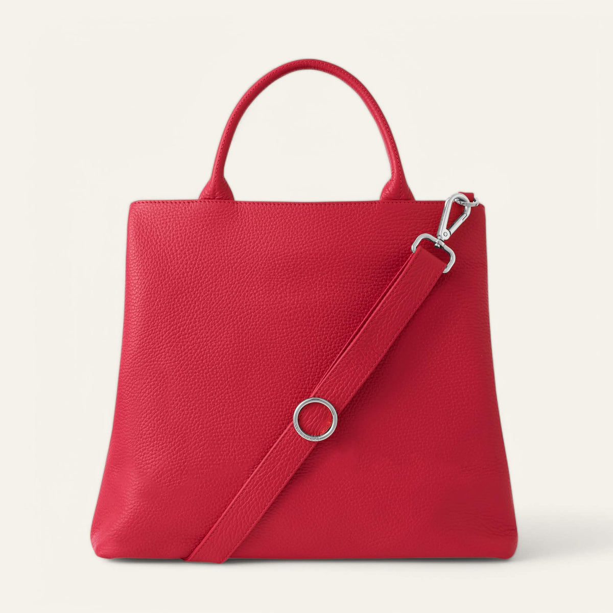 Pillarbox Red Sarah Haran Dahlia Tote with Silver hardware back
