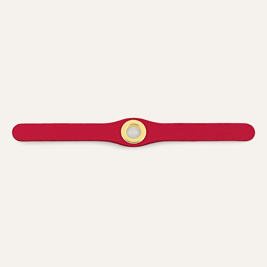 Pillarbox Red Sarah Haran Deco Stud with Gold hardware front