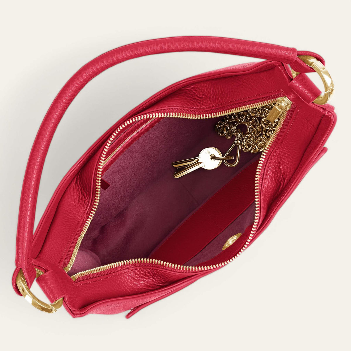 Pillarbox Red Sarah Haran Florence Shoulder Bag Gold Overhead