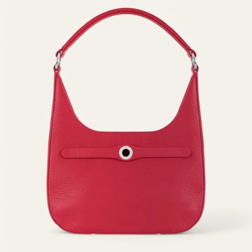 Pillarbox Red Sarah Haran Florence Hobo Bag with Silver hardware front