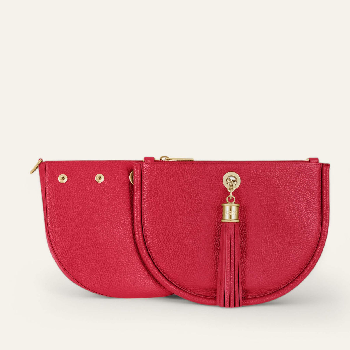 Pillarbox Red Sarah Haran Luna Satchel with Gold hardware front