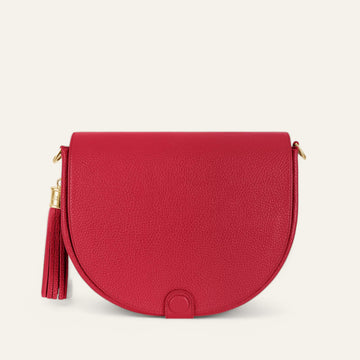 Pillarbox Red Sarah Haran Luna Satchel with Gold hardware front