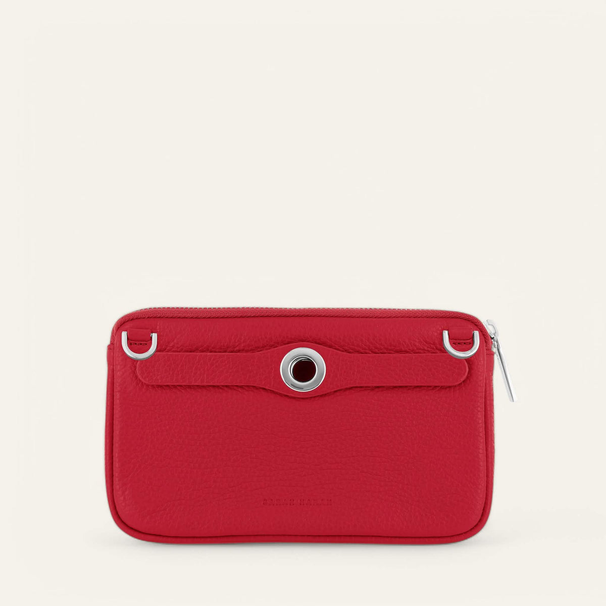 Pillarbox Red Sarah Haran Millie Pouch with Silver hardware back