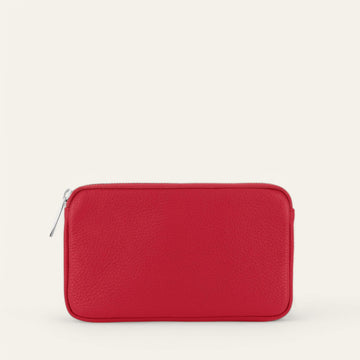 Pillarbox Red Sarah Haran Millie Pouch with Silver hardware front