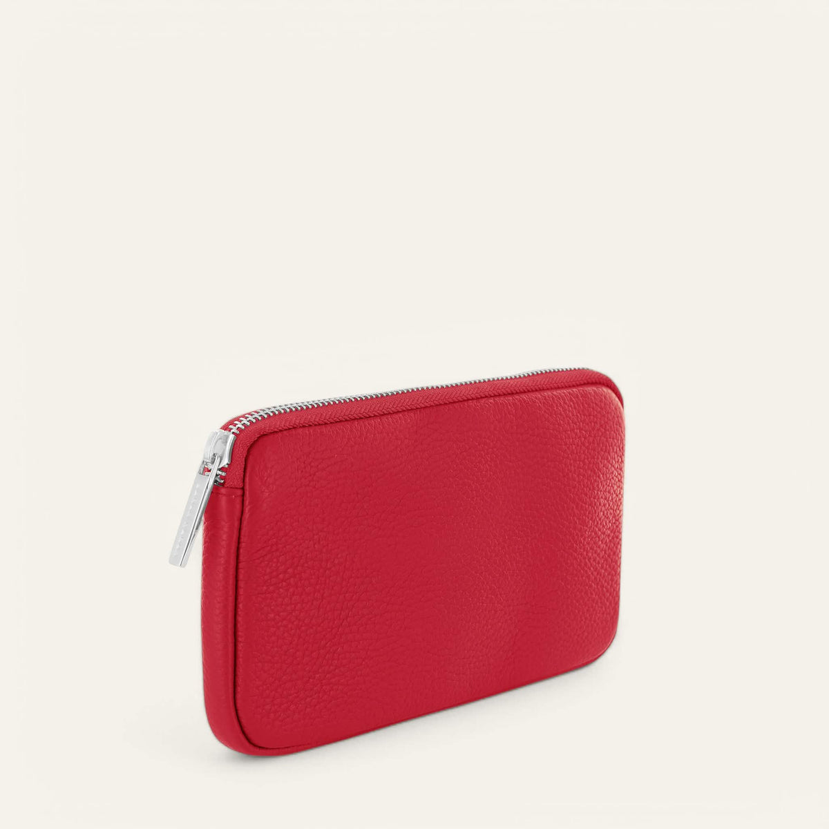 Pillarbox Red Sarah Haran Millie Pouch with Silver hardware side