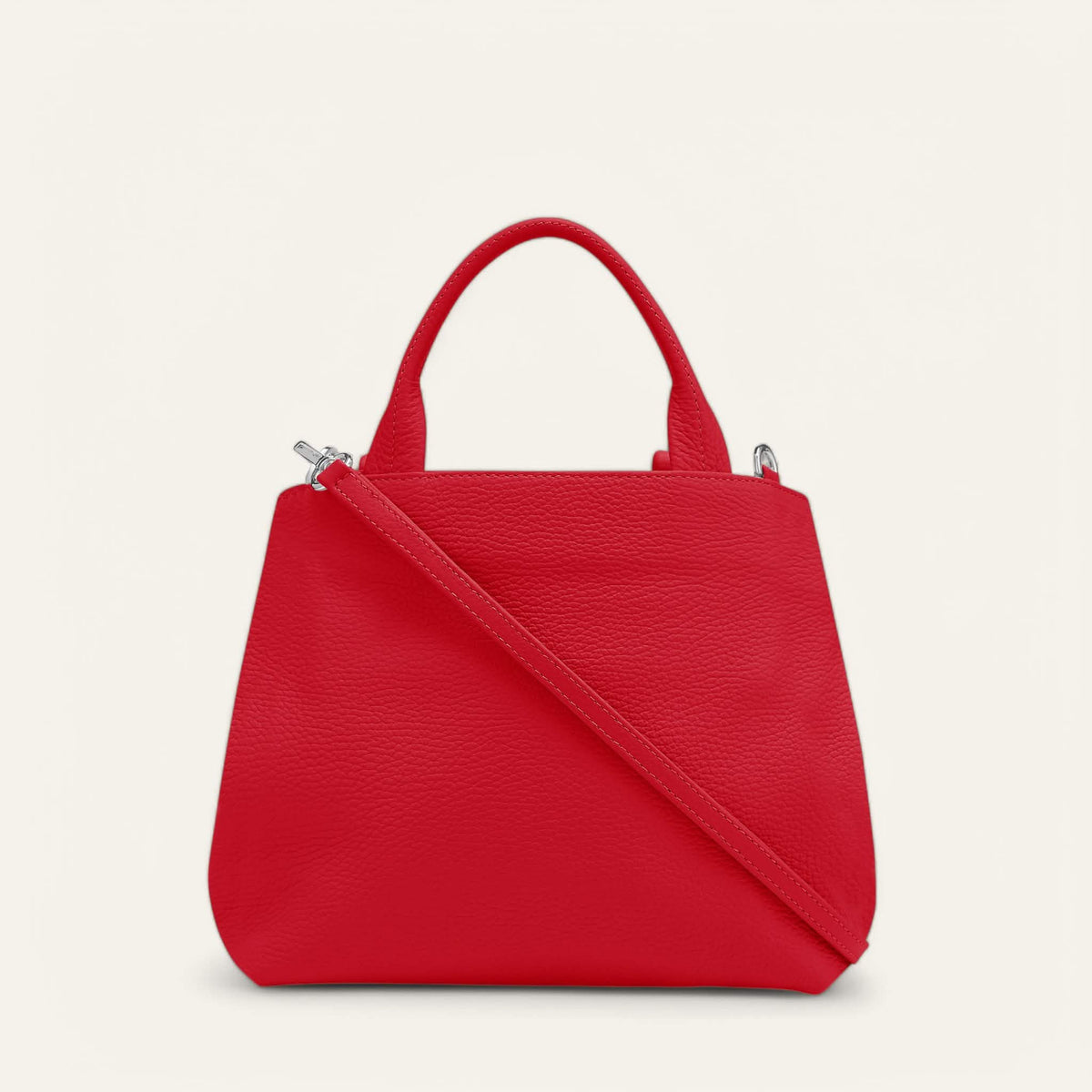 Pillarbox Red Sarah Haran Mini D Tote with Silver hardware back