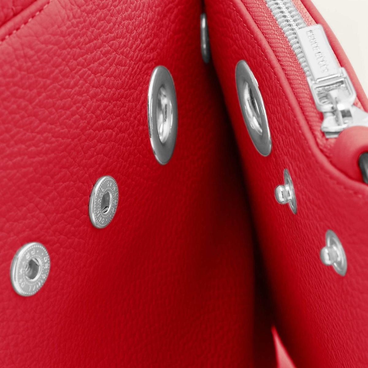 Pillarbox Red Sarah Haran Mini D Tote with Silver hardware detail