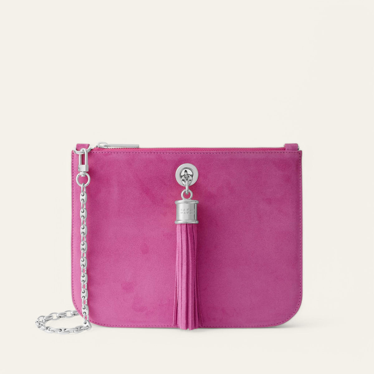 Pink Sarah Haran Ivy Suede Front Silver