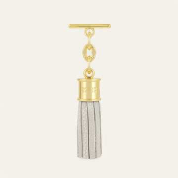 Porcelain Sarah Haran Mini Capsule Tassel with Gold hardware Front