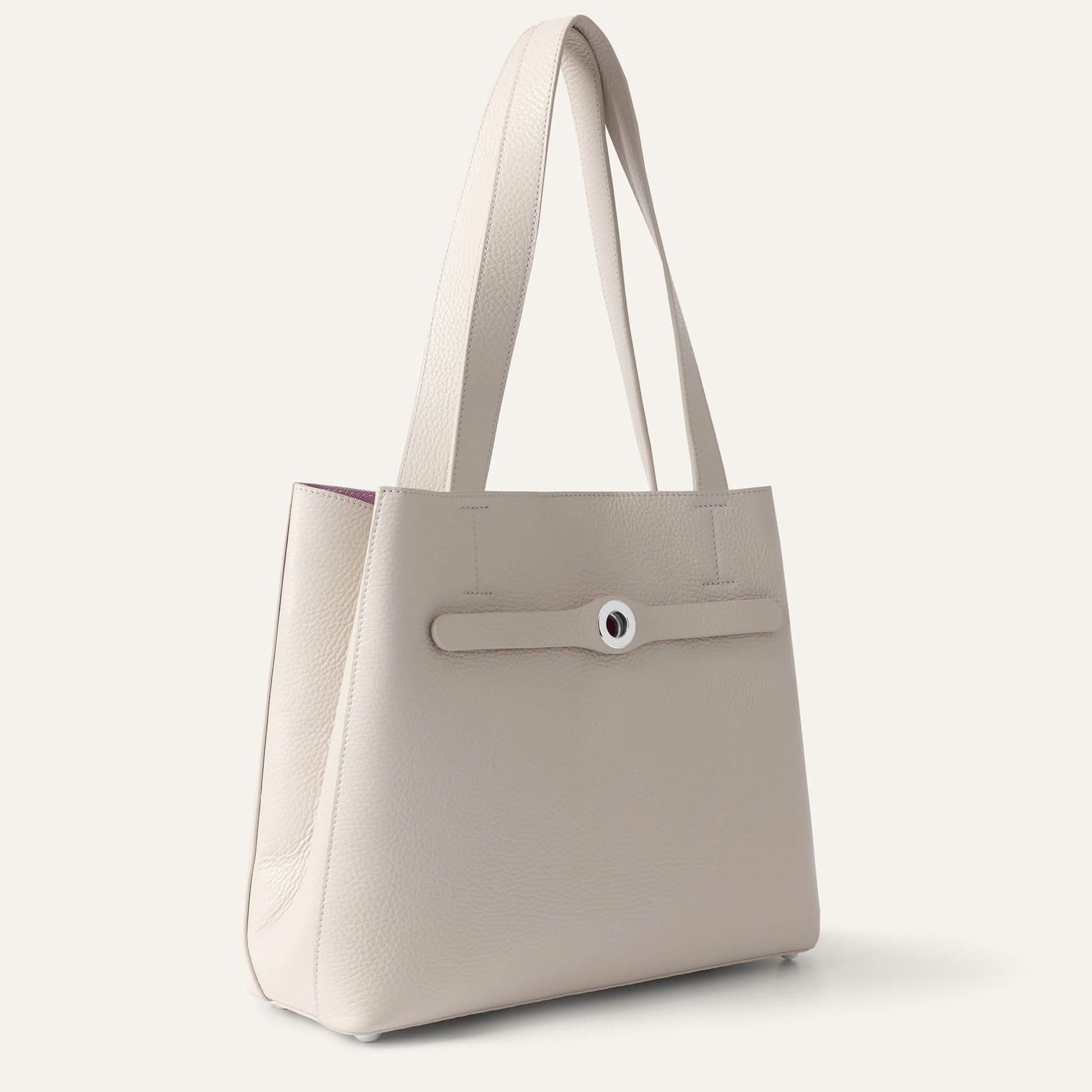 Porcelain Sarah Haran Sarah Tote with Silver hardware side closed