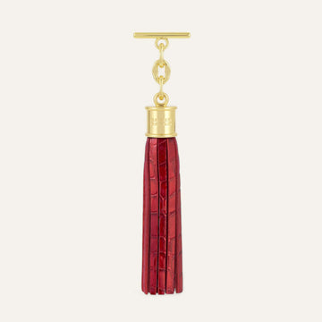 Red Patent Croc Sarah Haran Capsule Tassel Gold Front R020 G