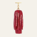 Double Pompom Tassel | Red Patent Croc Pillarbox Red with Gold hardware