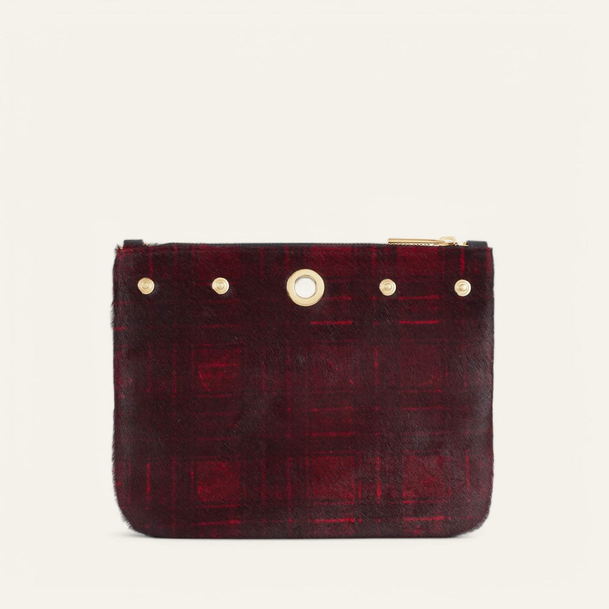 Red Tartan Sarah Haran Ivy with Gold hardware back