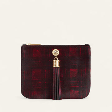 Red Tartan Sarah Haran Ivy with Gold hardware front
