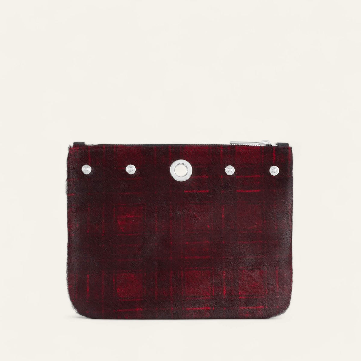 Red Tartan Sarah Haran Ivy with Silver hardware back