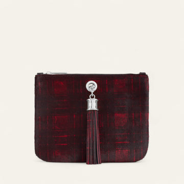 Red Tartan Sarah Haran Ivy with Silver hardware front