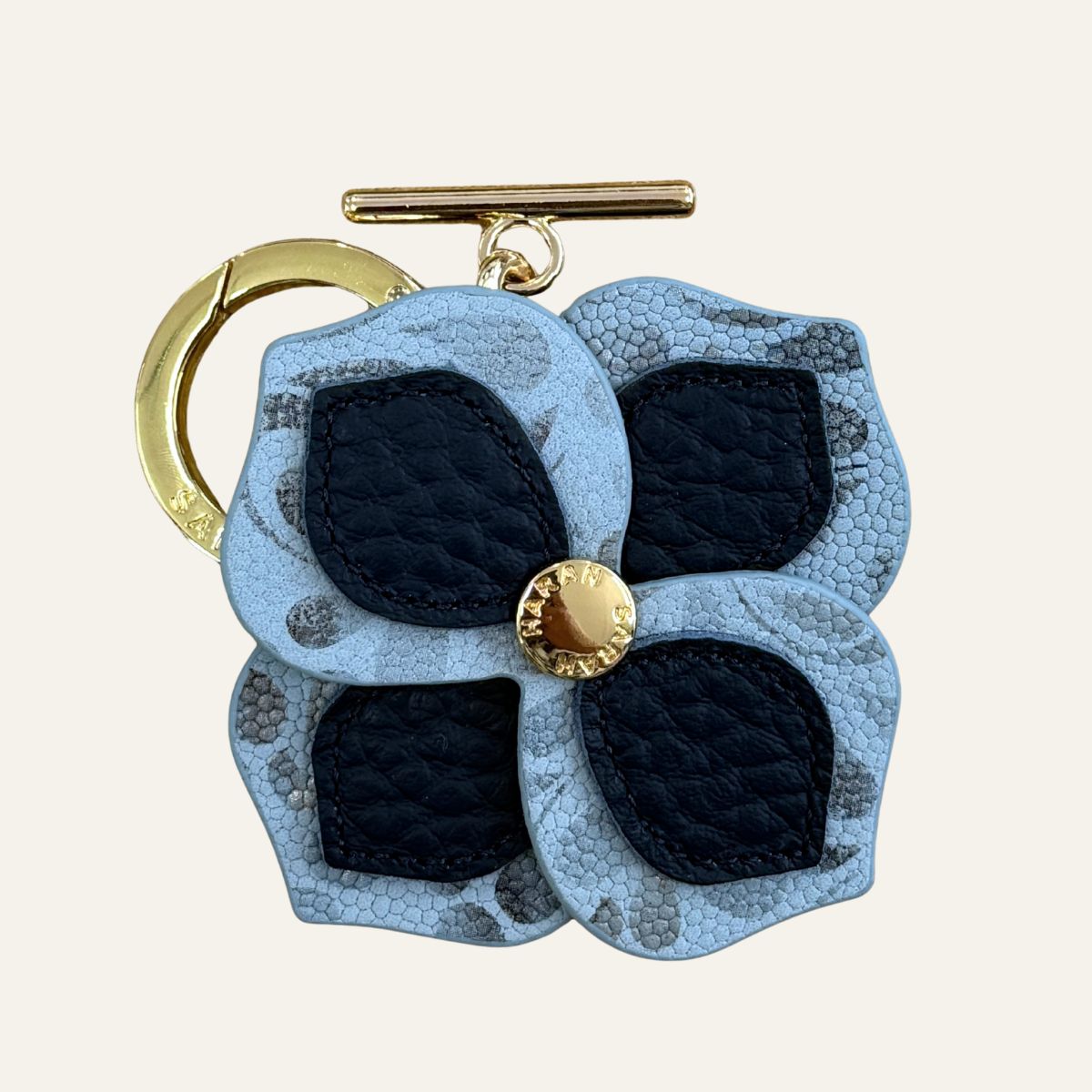 Fleur Tassel Charm | Navy Bicouture & Paisley Blue with Gold hardware