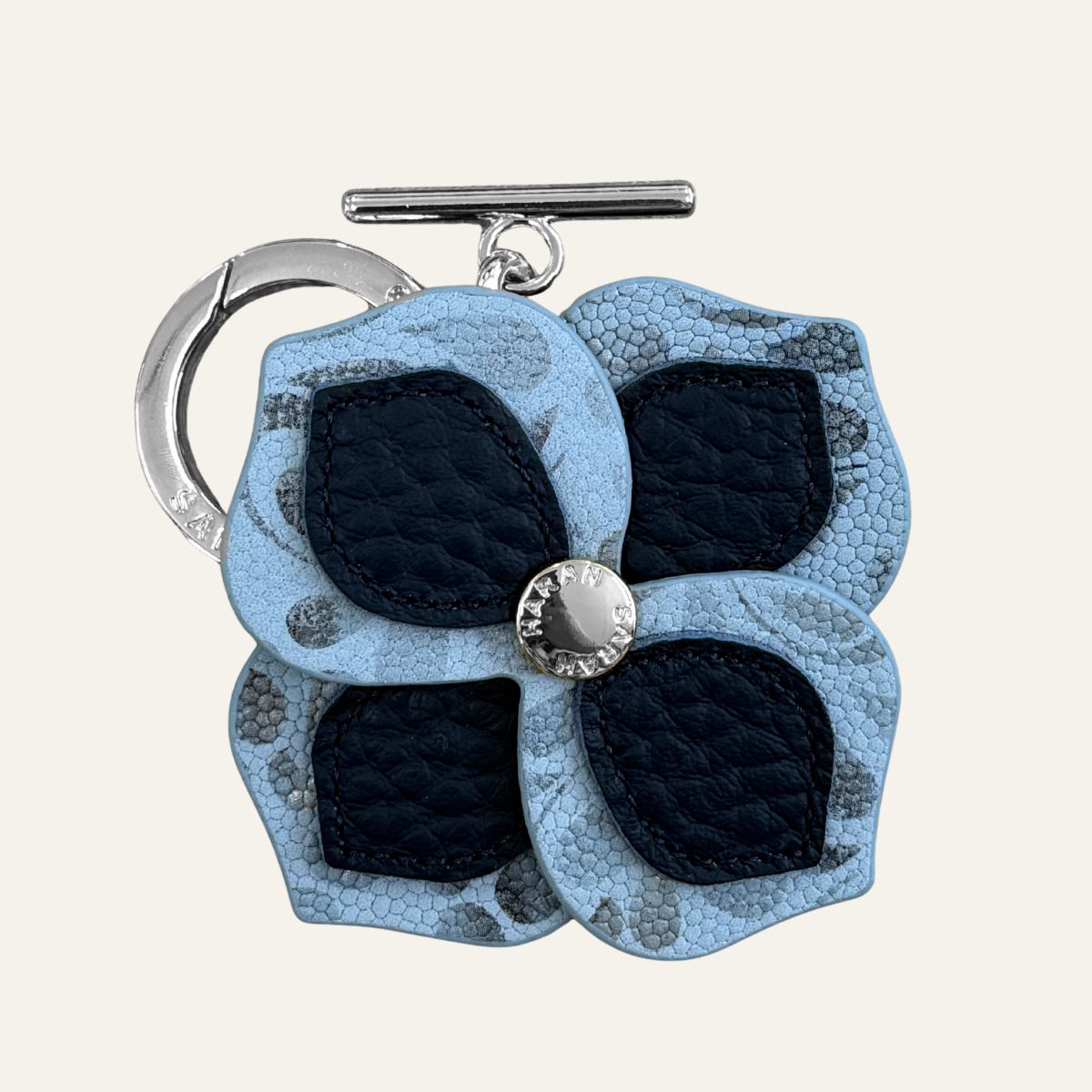 Fleur Tassel Charm | Navy Bicouture & Paisley Blue with Silver hardware