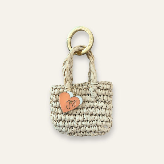 Basket Bag Charm | Sand with Gold hardware