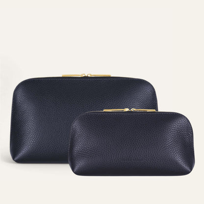 Carnation Cosmetic Bag Set | Navy with Gold hardware