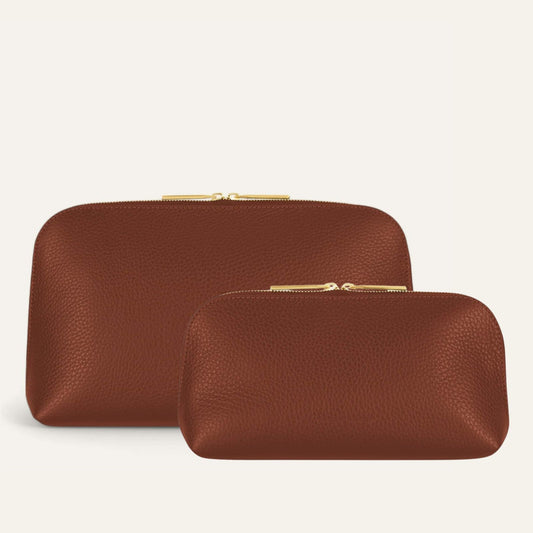 Carnation Cosmetic Bag Set | Nutshell with Gold hardware