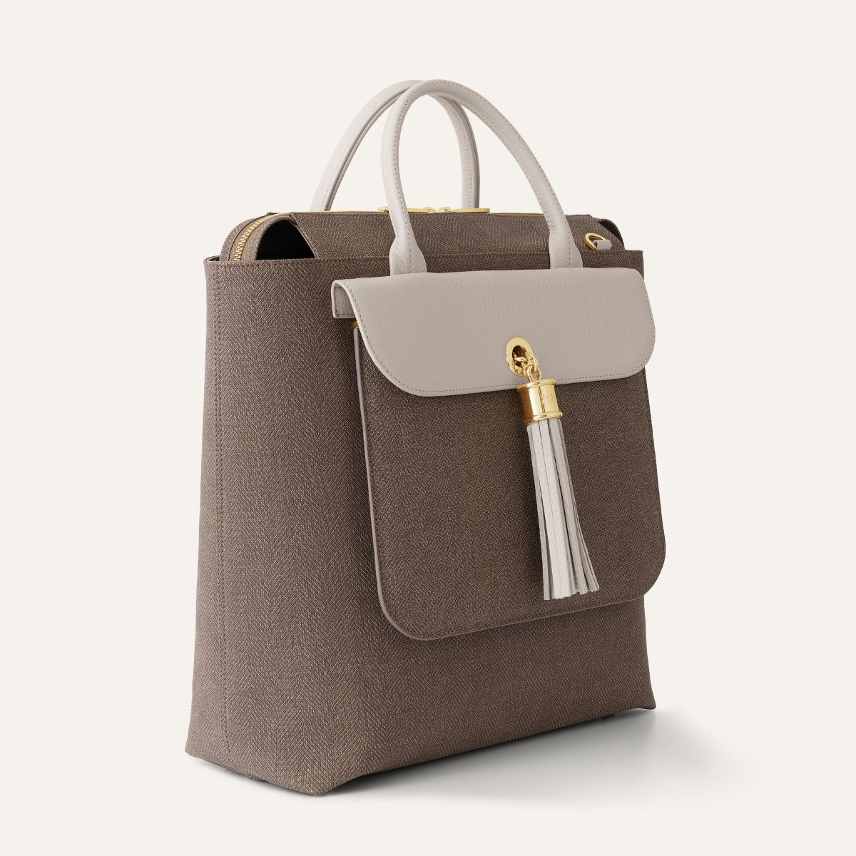 Poppy Backpack - Tweed | Chestnut Porcelain with Gold hardware
