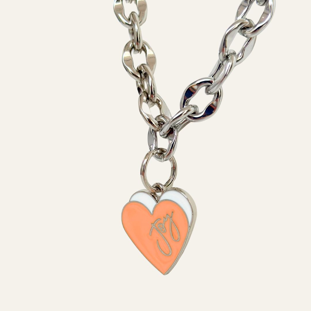 Necklace | Coral Heart with Silver hardware