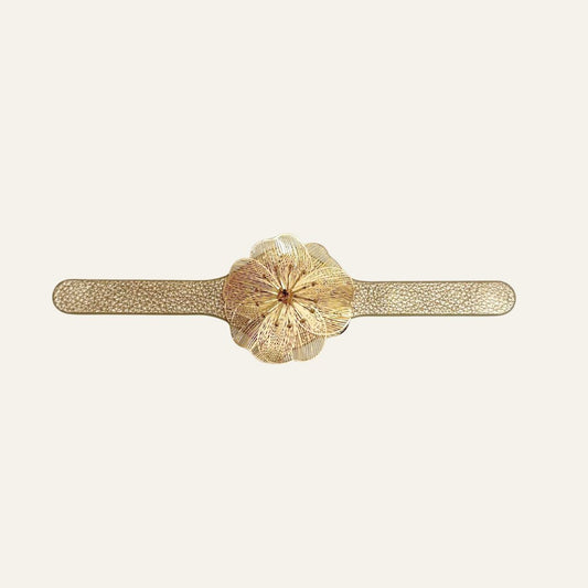 Fleur Deco Stud | Shimmer Metallic Gold with Gold hardware