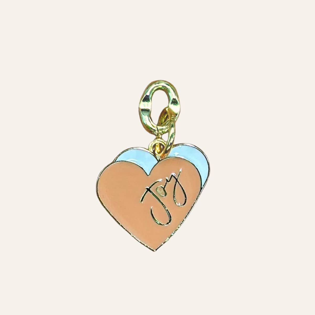 Heart of Joy Charm | Coral Heart with Gold hardware