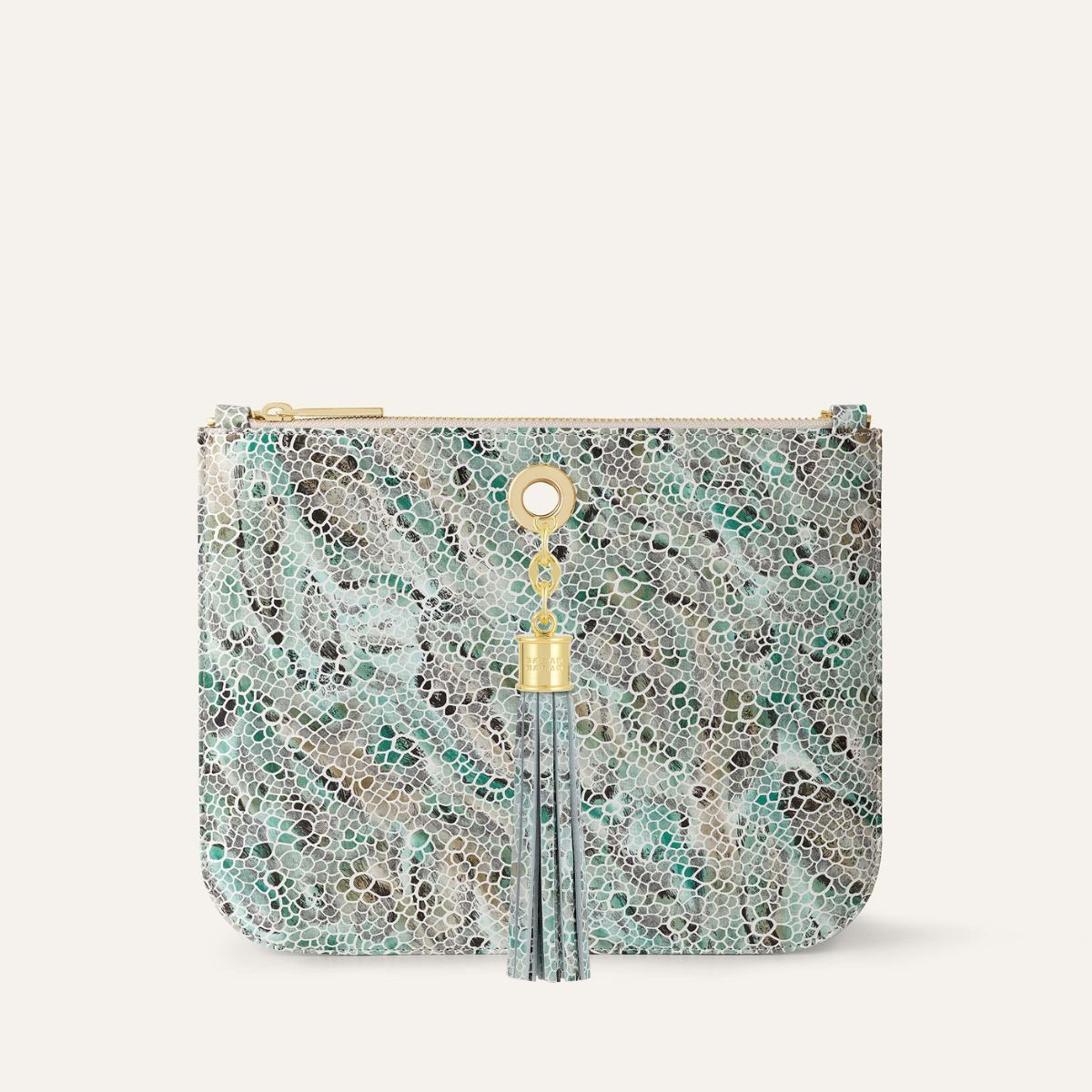 Ivy Clutch Bag | Green Mosaic with Gold hardware