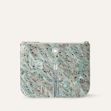 Ivy Clutch Bag | Green Mosaic with Silver hardware