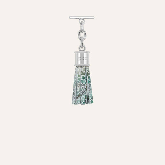 Capsule Tassel Mini | Green Mosaic with Silver hardware