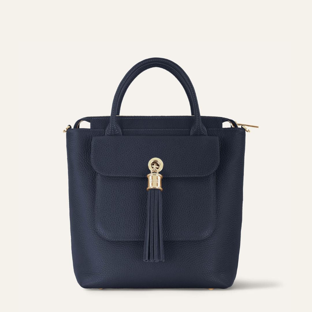 Mini P Backpack | Navy with Gold hardware