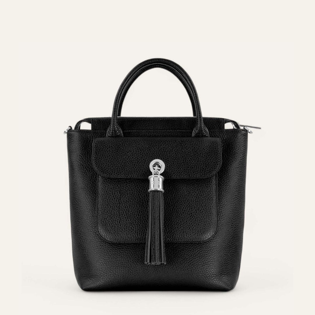 Mini P Backpack | Black with Silver hardware