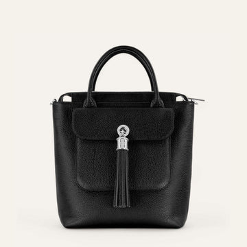 Mini P Backpack | Black with Silver hardware