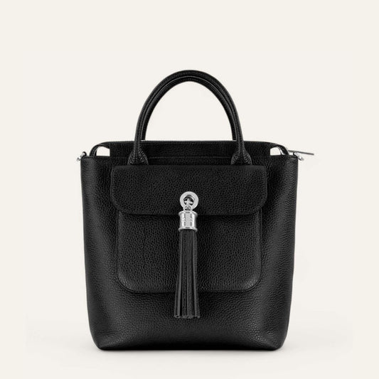 Mini P Backpack | Black with Silver hardware