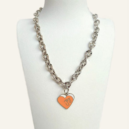 Necklace | Coral Heart with Silver hardware